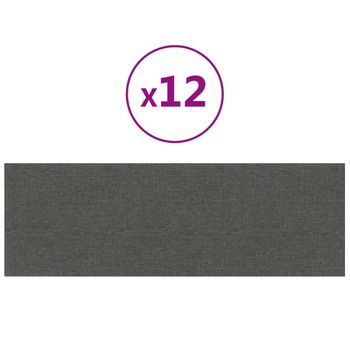 Paneles De Pared 12 Uds Tela Gris Oscuro 90x30 Cm 3,24 M² Vidaxl