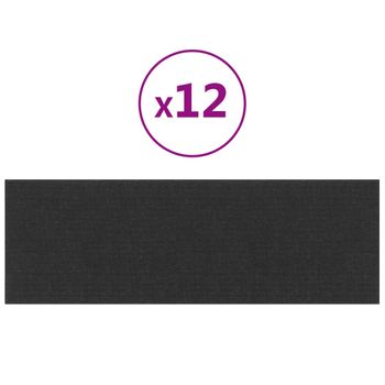 Paneles De Pared 12 Uds Tela Negro 90x30 Cm 3,24 M² Vidaxl