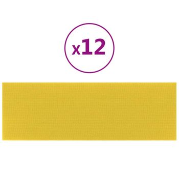 Paneles De Pared 12 Uds Tela Amarillo Claro 90x30 Cm 3,24 M² Vidaxl