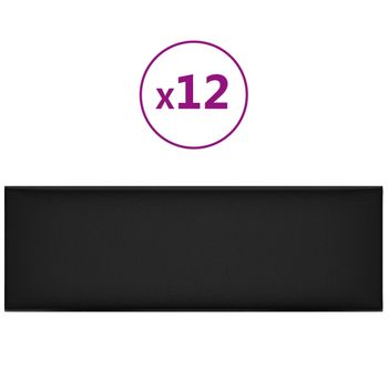 Paneles De Pared 12 Uds Cuero Sintético Negro 90x30 Cm 3,24 M² Vidaxl