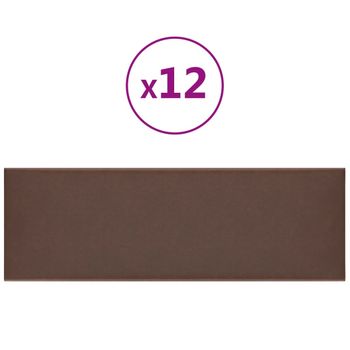 Paneles De Pared 12 Uds Cuero Sintético Marrón 90x30 Cm 3,24 M² Vidaxl