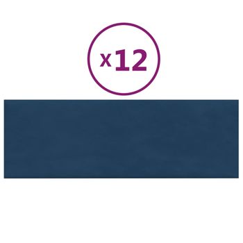 Paneles De Pared 12 Uds Terciopelo Azul 90x30 Cm 3,24 M² Vidaxl