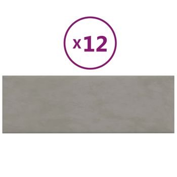 Paneles De Pared 12 Uds Terciopelo Gris Claro 90x30 Cm 3,24 M² Vidaxl