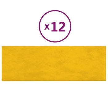 Paneles De Pared 12 Uds Terciopelo Amarillo 90x30 Cm 3,24 M² Vidaxl