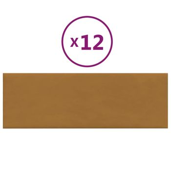 Paneles De Pared 12 Uds Terciopelo Marrón 90x30 Cm 3,24 M² Vidaxl