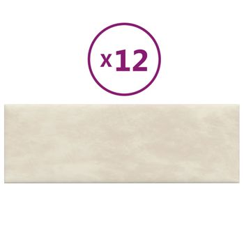 Paneles De Pared 12 Uds Terciopelo Color Crema 90x30 Cm 3,24 M² Vidaxl