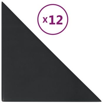 Paneles De Pared 12 Uds Cuero Sintético Negro 30x30 Cm 0,54 M² Vidaxl