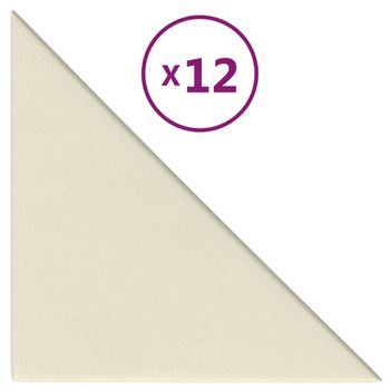 Paneles De Pared 12 Uds Cuero Sintético Crema 30x30 Cm 0,54 M² Vidaxl