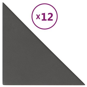 Paneles De Pared 12 Uds Cuero Sintético Gris 30x30 Cm 0,54 M² Vidaxl