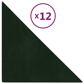 Paneles De Pared 12 Uds Terciopelo Verde Oscuro 30x30cm 0,54 M² Vidaxl