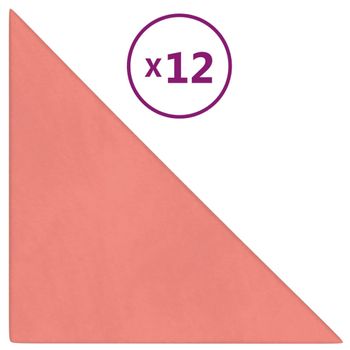 Paneles De Pared 12 Uds Terciopelo Rosa 30x30 Cm 0,54 M² Vidaxl