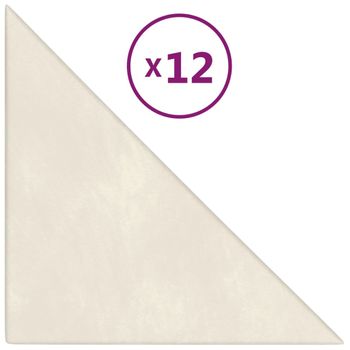 Paneles De Pared 12 Uds Terciopelo Crema 30x30 Cm 0,54 M² Vidaxl