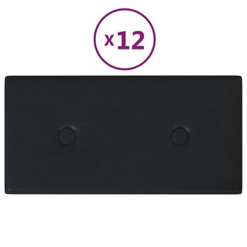 Paneles De Pared 12 Uds Cuero Sintético Negro 30x15 Cm 0,54 M² Vidaxl