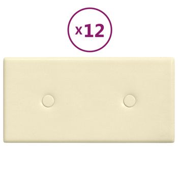 Paneles De Pared 12 Uds Cuero Sintético Crema 30x15 Cm 0,54 M² Vidaxl