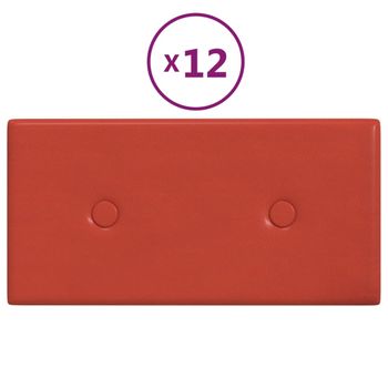 Paneles De Pared 12 Uds Cuero Sintético Rojo 30x15 Cm 0,54 M² Vidaxl