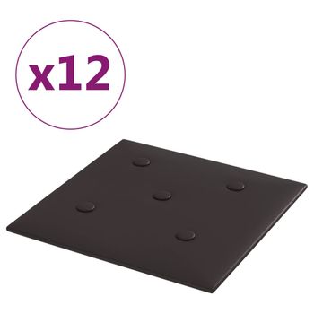 Paneles De Pared 12 Uds Cuero Sintético Negro 30x30 Cm 1,08 M² Vidaxl