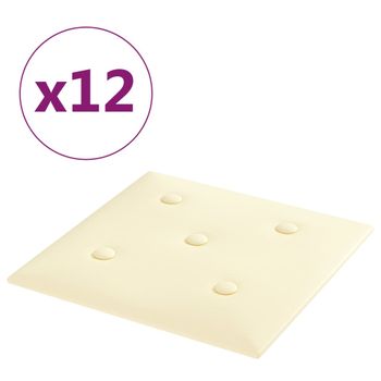 Paneles De Pared 12 Uds Cuero Sintético Crema 30x30 Cm 1,08 M² Vidaxl