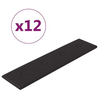 Paneles De Pared 12 Uds Cuero Sintético Negro 60x15 Cm 1,08 M² Vidaxl