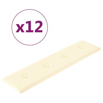 Paneles De Pared 12 Uds Cuero Sintético Crema 60x15 Cm 1,08 M² Vidaxl