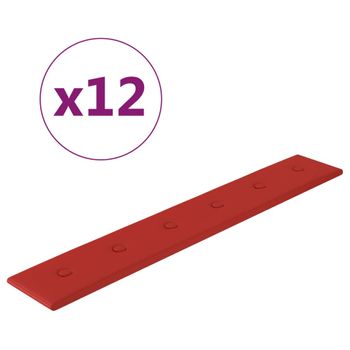 Paneles Pared 12 Uds Cuero Sintético Rojo Tinto 90x15 Cm 1,62m² Vidaxl
