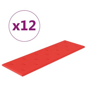 Paneles De Pared 12 Uds Cuero Sintético Rojo 90x30 Cm 3,24 M² Vidaxl