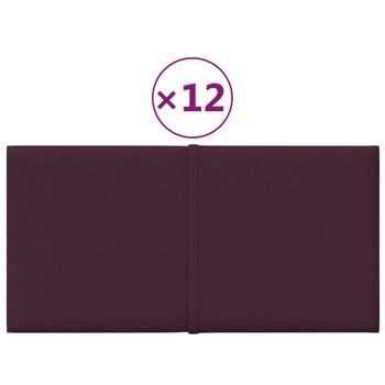 Paneles De Pared 12 Uds Tela Morado 30x15 Cm 0,54 M² Vidaxl