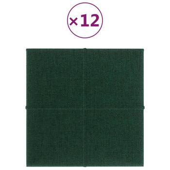 Paneles De Pared 12 Uds Tela Verde Oscuro 30x30 Cm 1,08m² Vidaxl