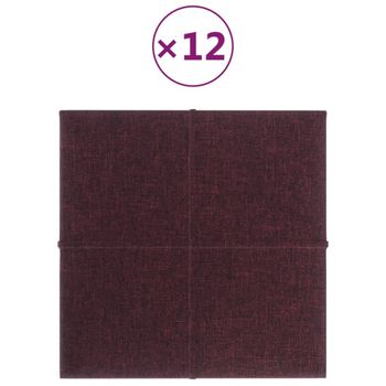 Paneles De Pared 12 Uds Tela Morado 30x30 Cm 1,08 M² Vidaxl