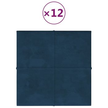 Paneles De Pared 12 Uds Terciopelo Azul 30x30 Cm 1,08 M² Vidaxl