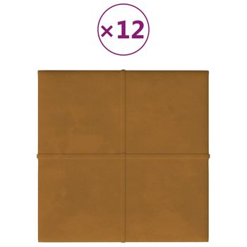 Paneles De Pared 12 Uds Terciopelo Marrón 30x30 Cm 1,08 M² Vidaxl