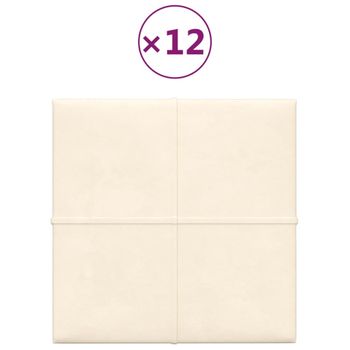 Paneles De Pared 12 Uds Terciopelo Crema 30x30 Cm 1,08 M² Vidaxl