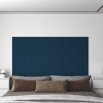 Paneles De Pared 12 Uds Terciopelo Azul 60x15 Cm 1,08 M² Vidaxl