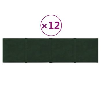 Paneles De Pared 12 Uds Terciopelo Verde Oscuro 60x15 Cm 1,08m² Vidaxl