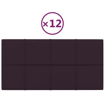 Paneles De Pared 12 Uds Tela Morado 60x30 Cm 2,16 M² Vidaxl