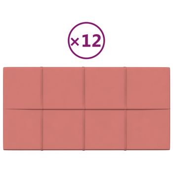 Paneles De Pared 12 Uds Terciopelo Rosa 60x30 Cm 2,16 M² Vidaxl