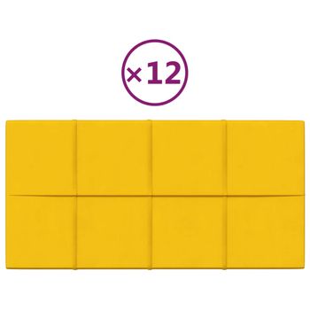 Paneles De Pared 12 Uds Terciopelo Amarillo 60x30 Cm 2,16 M² Vidaxl