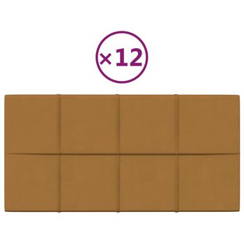 Paneles De Pared 12 Uds Terciopelo Marrón 60x30 Cm 2,16 M² Vidaxl