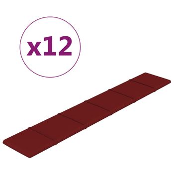 Paneles De Pared 12 Uds Tela Rojo Tinto 90x15 Cm 1,62 M² Vidaxl