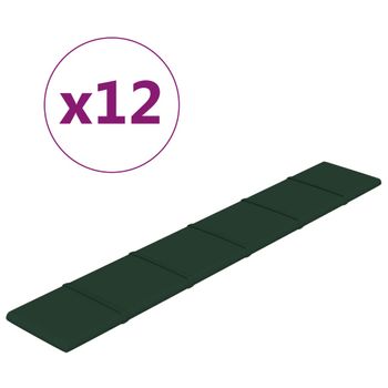 Paneles De Pared 12 Uds Tela Verde Oscuro 90x15 Cm 1,62 M² Vidaxl