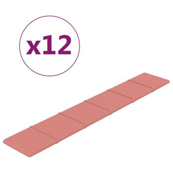 Paneles De Pared 12 Uds Terciopelo Rosa 90x15 Cm 1,62 M² Vidaxl