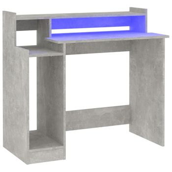 Escritorio Led Madera Contrachapada Gris Hormigón 97x45x90 Cm Vidaxl