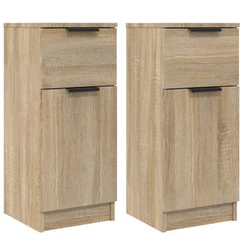 Aparadores 2 Uds Madera Contrachapada Roble Sonoma 30x30x70 Cm Vidaxl