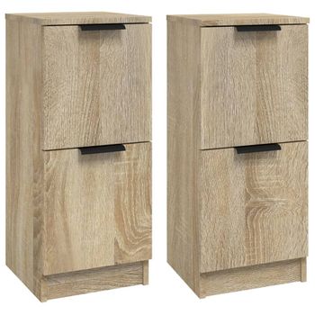 Aparadores 2 Uds Madera Contrachapada Roble Sonoma 30x30x70 Cm Vidaxl