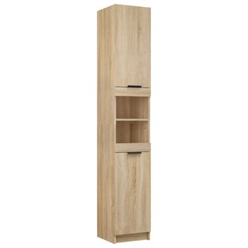 Armario De Baño Madera Contrachapada Roble Sonoma 32x34x188,5cm Vidaxl