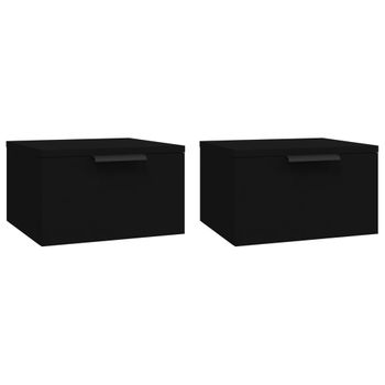 Mesitas De Noche De Pared 2 Uds Negro 34x30x20 Cm Vidaxl