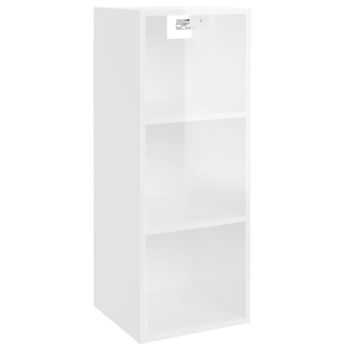 Armario Pared Madera Contrachapada Blanco Brillo 34,5x32,5x90cm Vidaxl