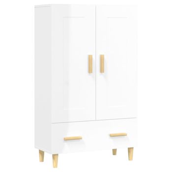 Aparador De Madera Contrachapada Blanco Brillante 70x31x115cm Vidaxl