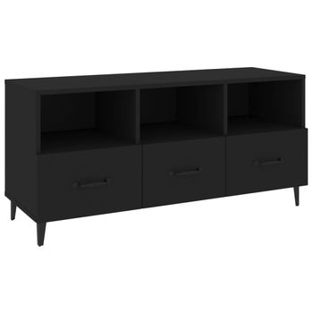 Mueble De Tv Madera Contrachapada Negro 102x35x50 Cm Vidaxl