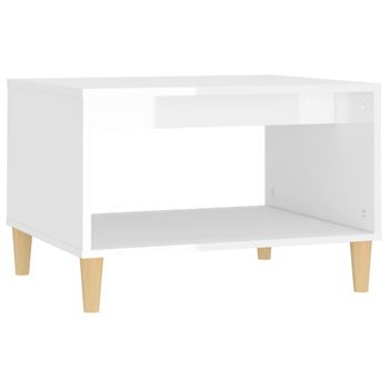 Mesa De Centro Madera Contrachapada Blanco Brillo 60x50x40 Cm Vidaxl