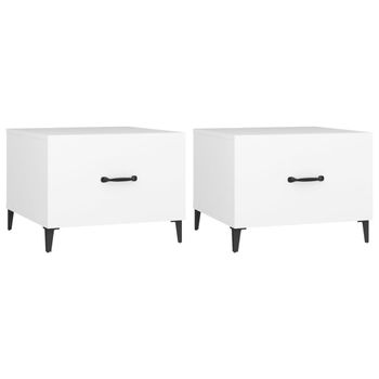 Mesa De Centro Con Patas De Metal 2 Unidades Blanco 50x50x40 Cm Vidaxl